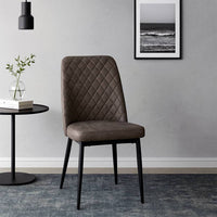 Sedia da sala pranzo Alma in microfibra nabuk marrone con gambe in metallo nero