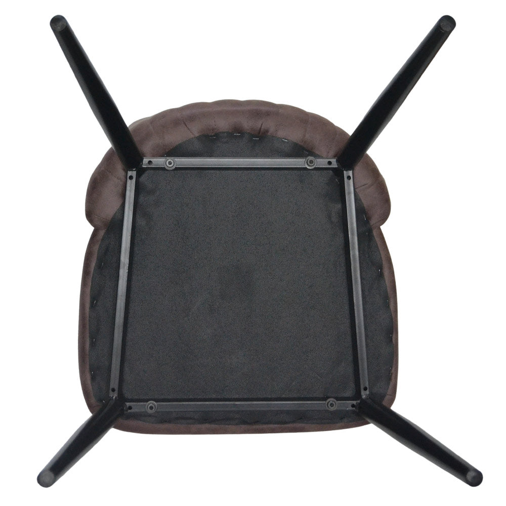 Sedia da sala pranzo Alma in microfibra nabuk marrone con gambe in metallo nero