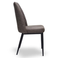 Sedia da sala pranzo Alma in microfibra nabuk marrone con gambe in metallo nero