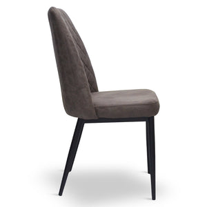 Sedia da sala pranzo Alma in microfibra nabuk marrone con gambe in metallo nero