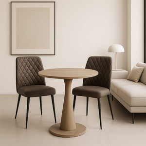 Sedia da sala pranzo Alma in microfibra nabuk marrone con gambe in metallo nero