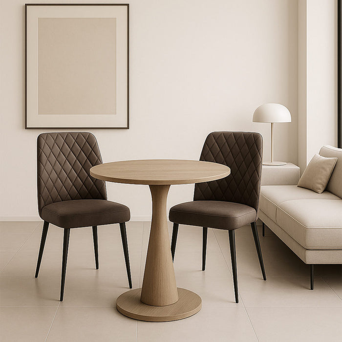 Sedia da sala pranzo Alma in microfibra nabuk marrone con gambe in metallo nero