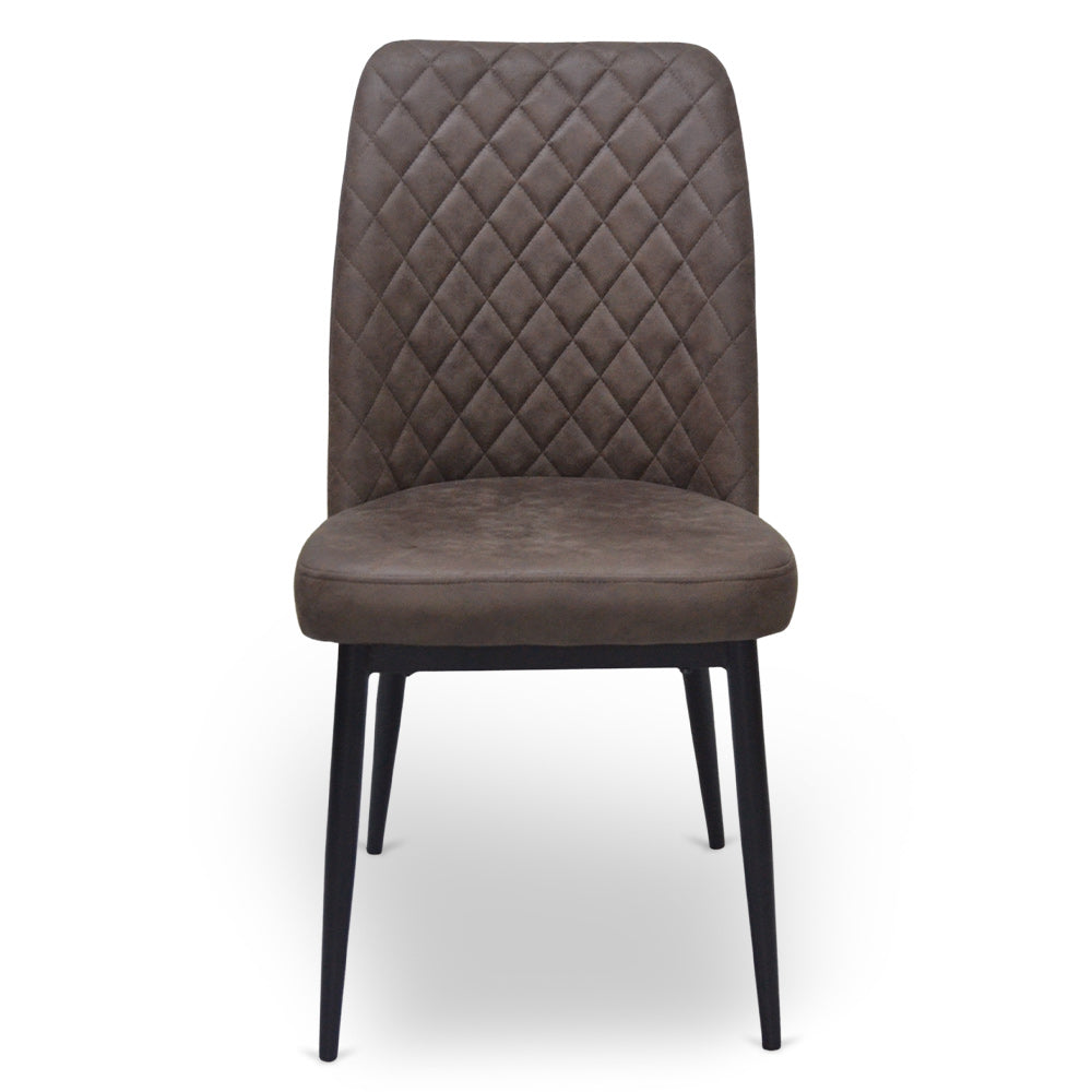 Sedia da sala pranzo Alma in microfibra nabuk marrone con gambe in metallo nero