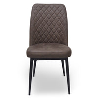 Sedia da sala pranzo Alma in microfibra nabuk marrone con gambe in metallo nero