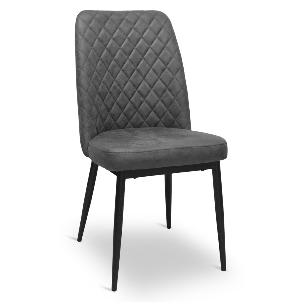 Sedia da sala pranzo Alma in microfibra nabuk grigio scuro gambe in metallo nero