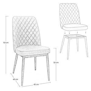 Sedia da sala pranzo Alma in microfibra nabuk grigio scuro gambe in metallo nero