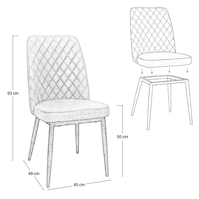 Sedia da sala pranzo Alma in microfibra nabuk grigio scuro gambe in metallo nero