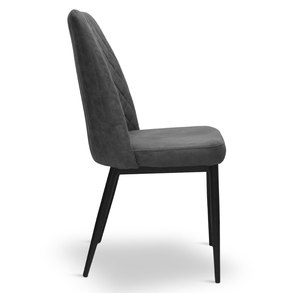 Sedia da sala pranzo Alma in microfibra nabuk grigio scuro gambe in metallo nero