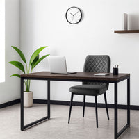 Sedia da sala pranzo Alma in microfibra nabuk grigio scuro gambe in metallo nero