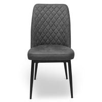 Sedia da sala pranzo Alma in microfibra nabuk grigio scuro gambe in metallo nero