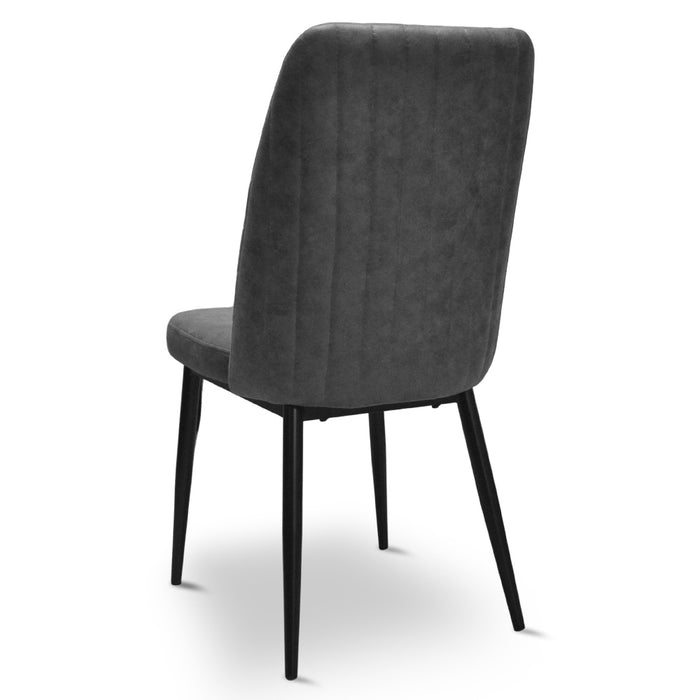 Sedia da sala pranzo Alma in microfibra nabuk grigio scuro gambe in metallo nero