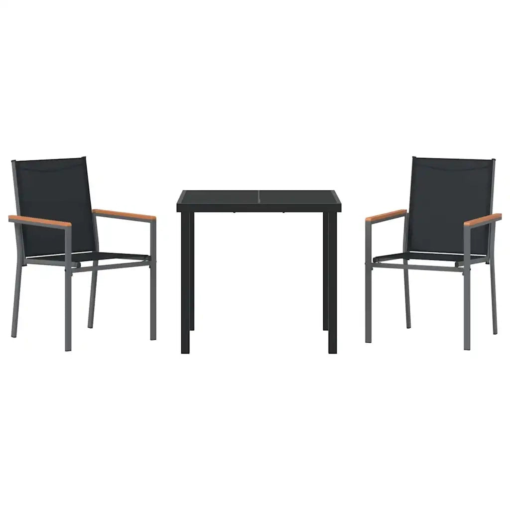 Set da Pranzo per Giardino 3 pcs Nero 3379086