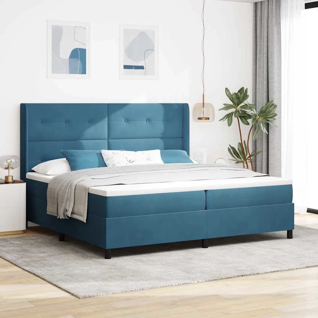 Letto a molle con materasso Blu 100 x 200 cm Velluto 3342030