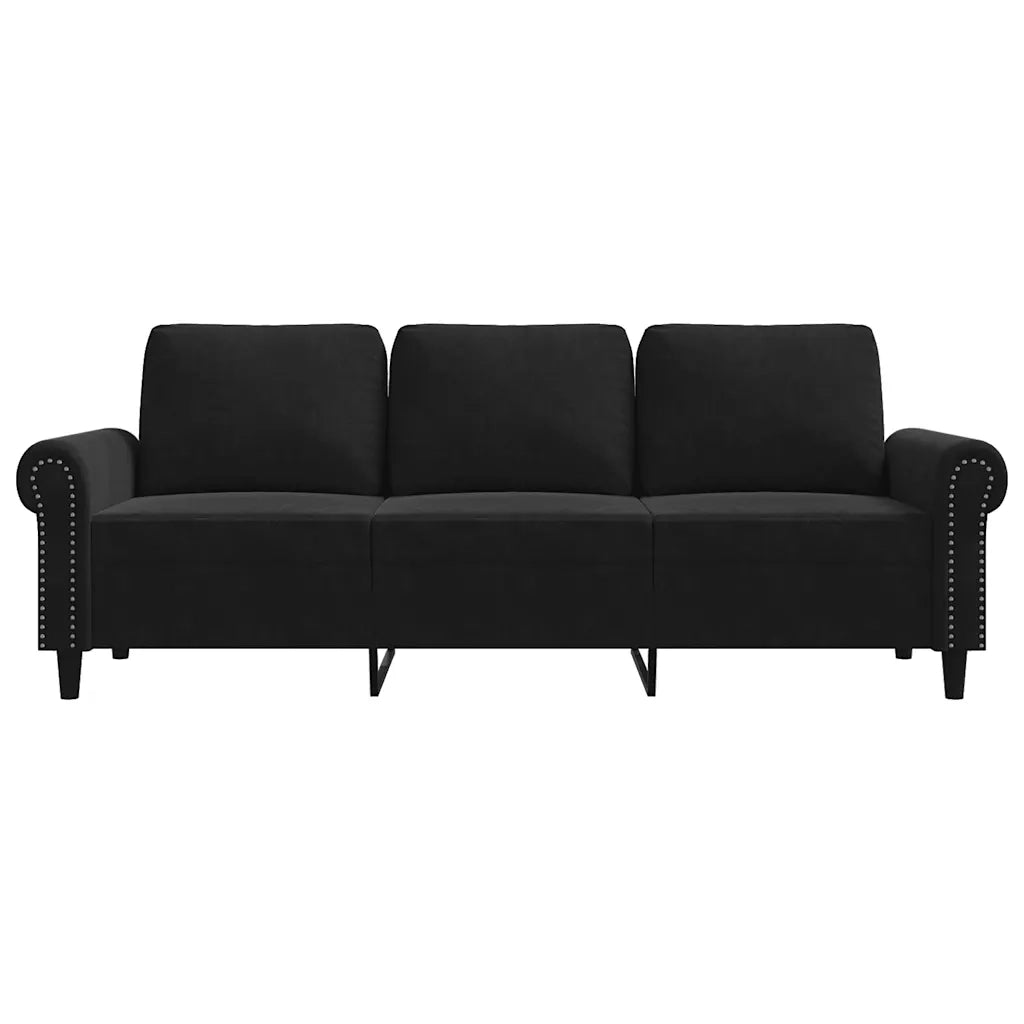 Divano a 3 Posti Nero 180 cm in Velluto 359544