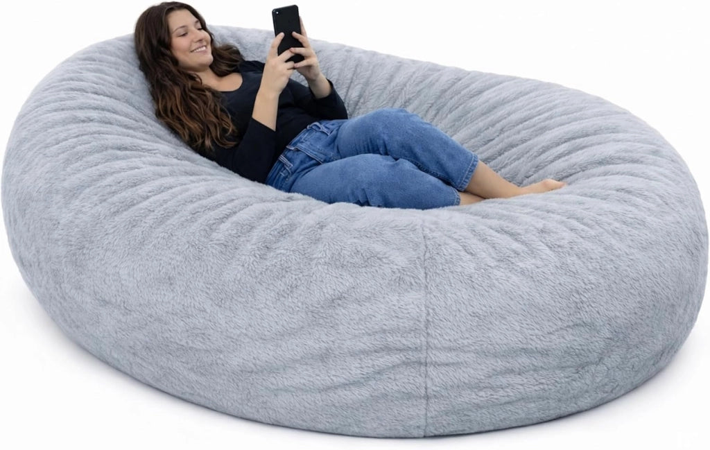 Pouf Poltrona - 160 x 90 x 60 cm - Morbido e Comodo - Housse Rimovibile e Lavabile - Pouf Letto, Pouf Sacco, Poltrona Sacco, Bean Bag - Qualità Premium, Eco-Responsabile (Grigio Scuro)