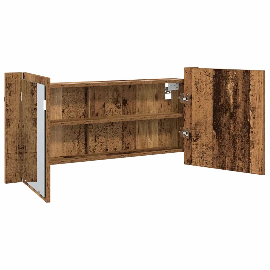 Armadio Specchio LED con porta-Mobile bagno con specchio Legno vecchio 100 x 12 x 45 cm