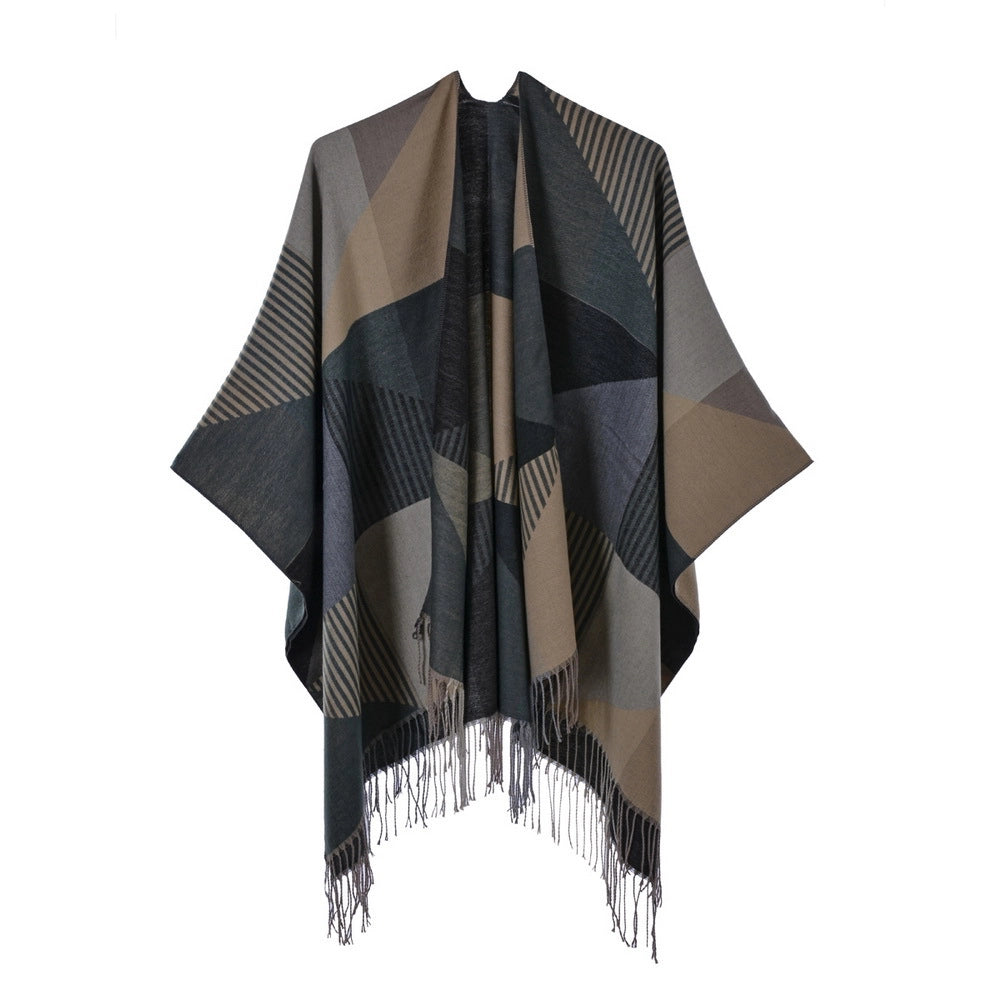 Sciarpa di nuovo stile, scialle, semplice nappa, spacco, calda cappa in cashmere