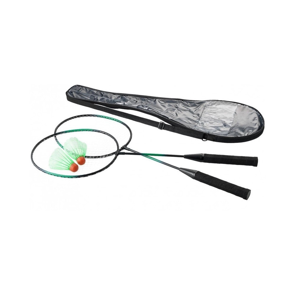Trade Shop - Set 2 Racchette + 2 Palline Volano Badminton Sport Tennis Gioco Con Custodia -