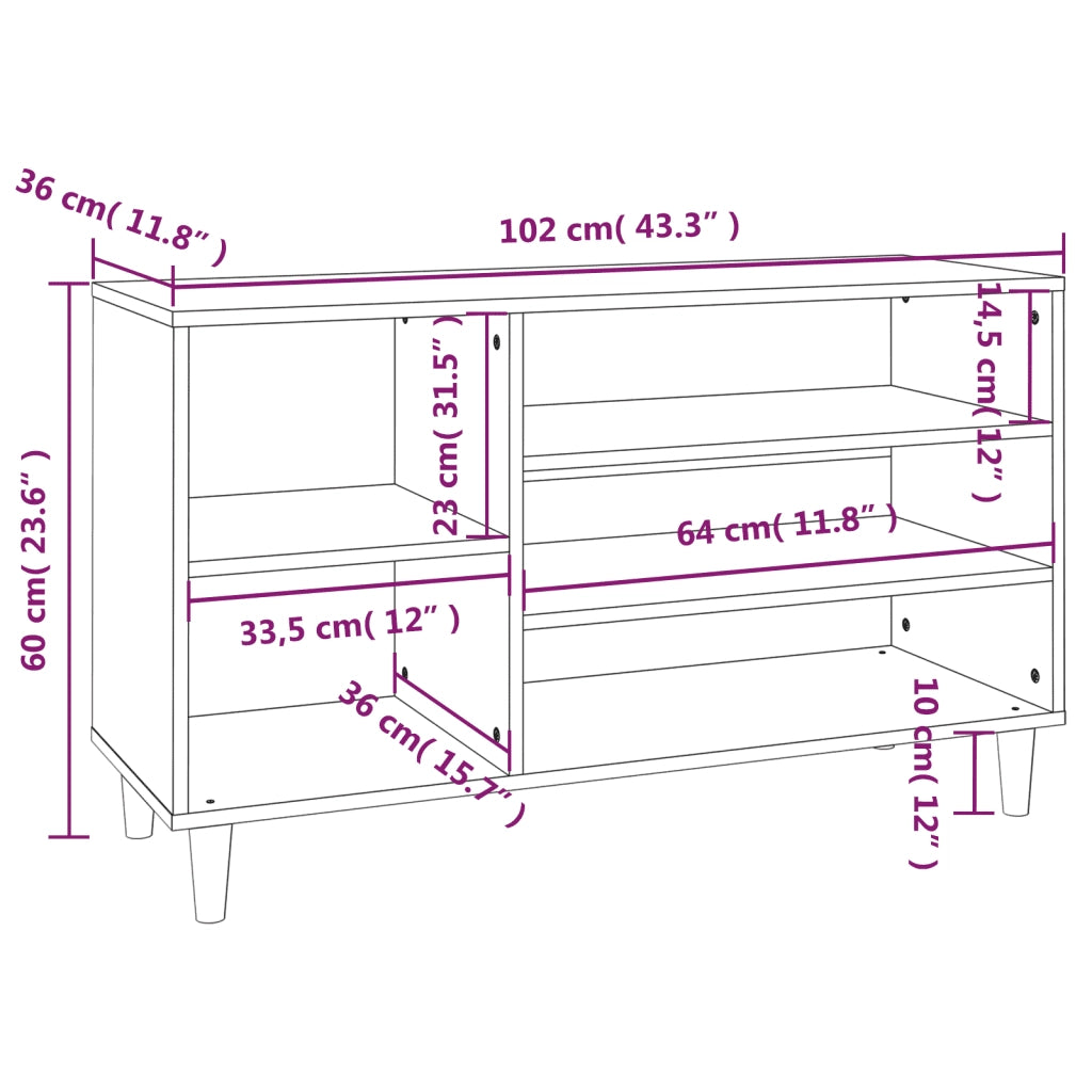 Scarpiera | Mobile per scarpe Rovere Fumo 102x36x60 cm in Legno Multistrato