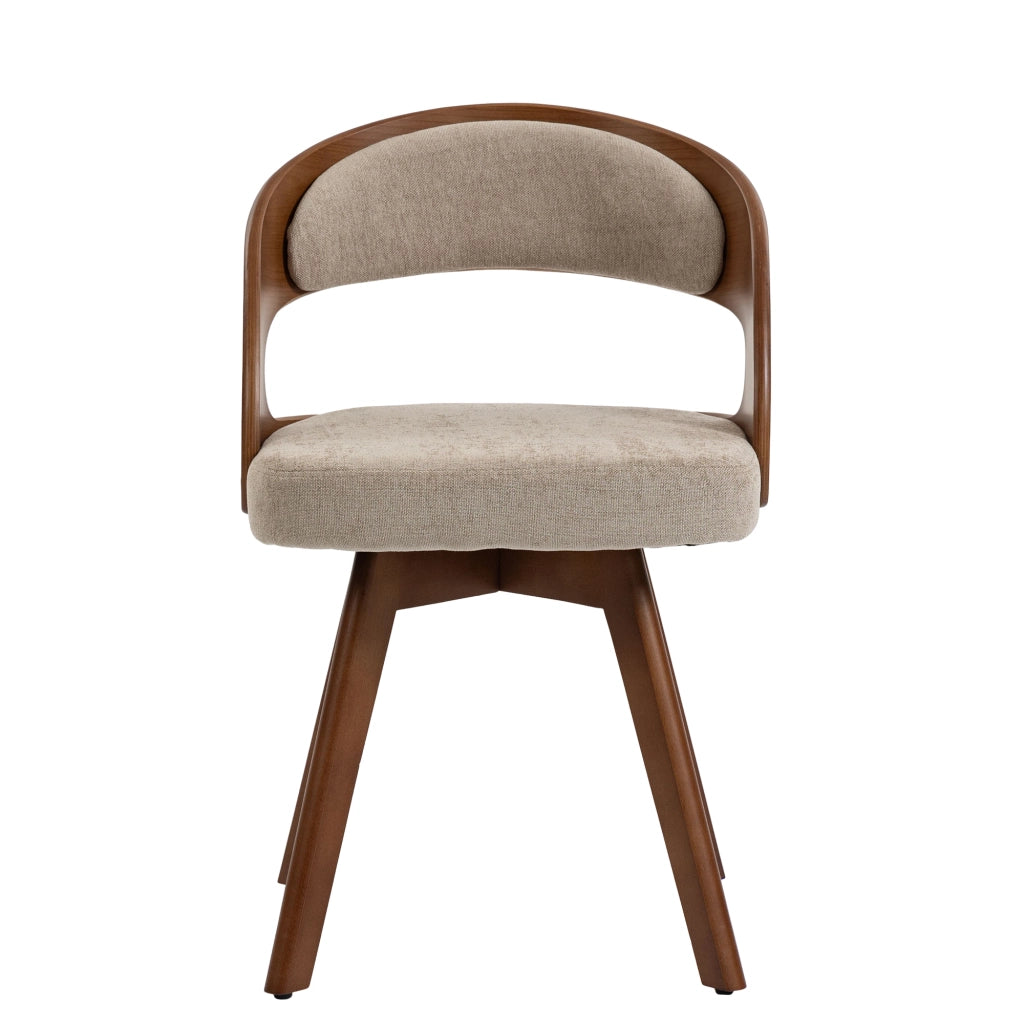 Sedia da Pranzo Girevole in Legno con Cuscino ¨C Xylo ¨C Schienale Curvo, Tessuto Cotone Lino