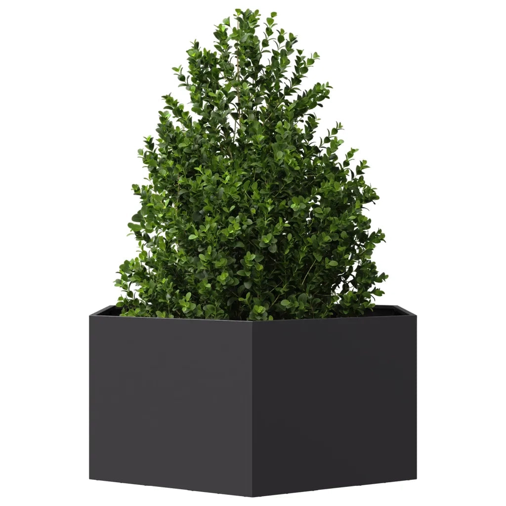 Fioriera | Cassetta per fiori | Vaso da Giardino Nera Esagono 104x90x45 cm in Acciaio