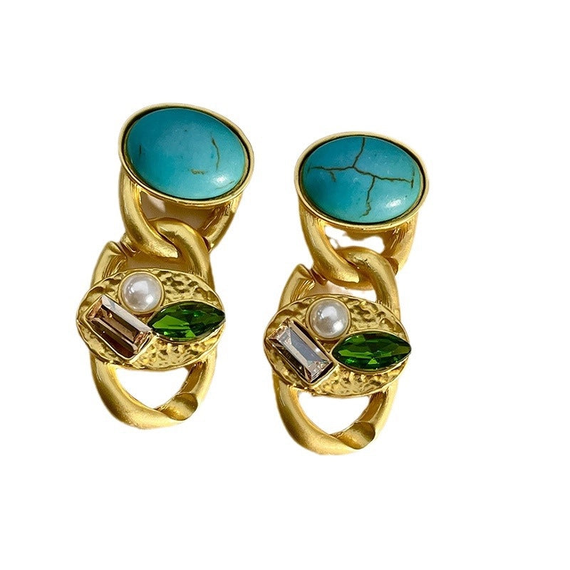 Collana vintage con perline di cristallo turchese