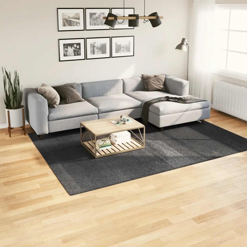 Tappeto del soggiorno | Tappeto IZA a Pelo Corto Aspetto Scandinavo antracite 200x280cm