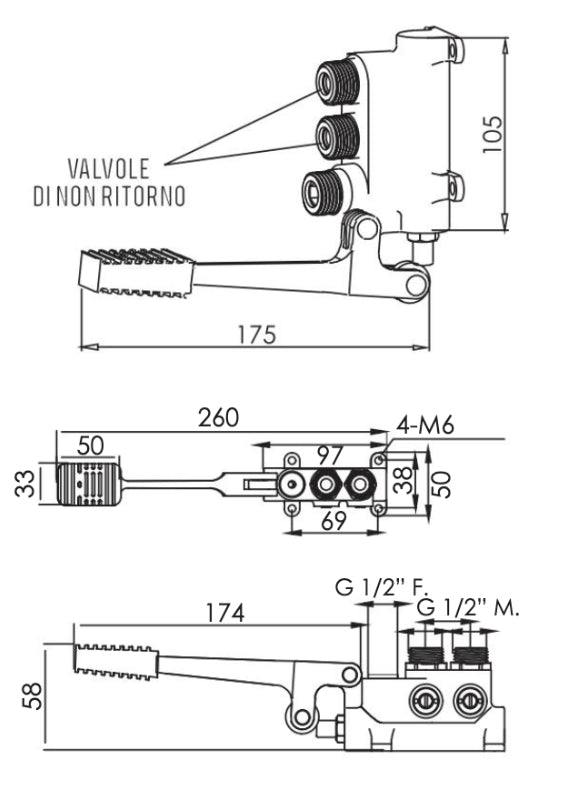 Miscelatore a pedale progressivo caldo freddo