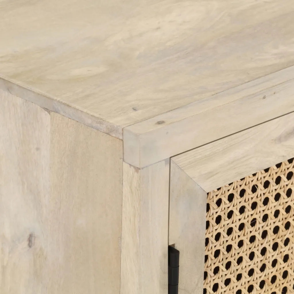 Credenza 60x35x70 cm Legno Massello di Mango e Canna Naturale 323508