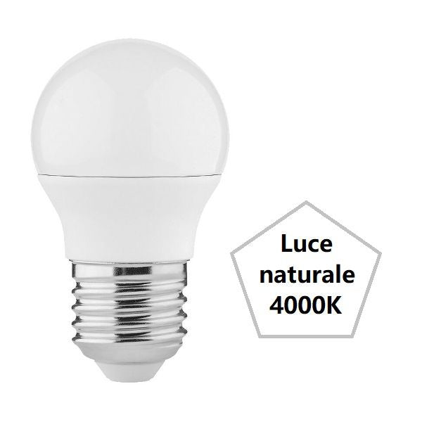 LAMPADINA SFERETTA A LED 7,2W E27 LUCE NATURALE 4000K BOT LIGHTING