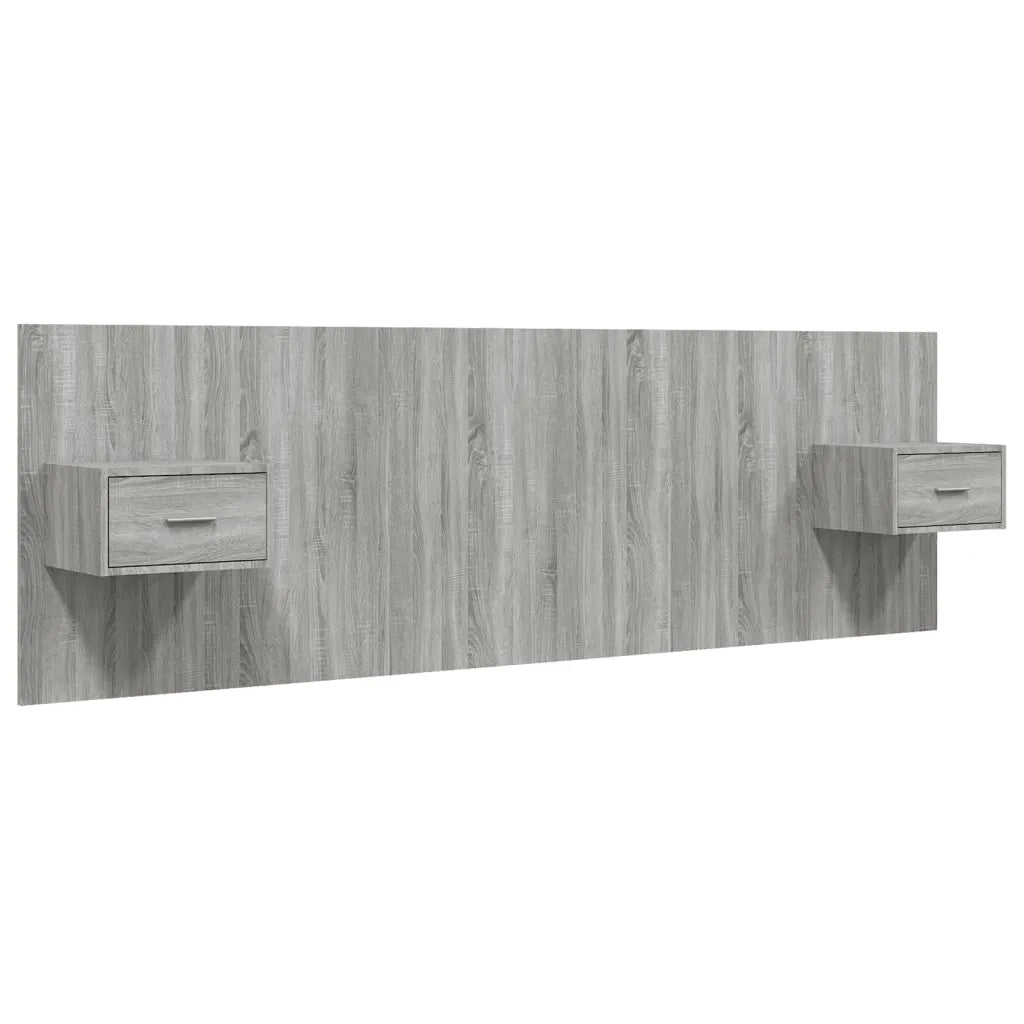 Testiera | Testata Letto con Comodini in Legno Multistrato Grigio Sonoma