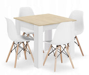 Tavolo quadrato Valora SET 80x80 rovere Sonoma + 4 sedie bianche OSAKA