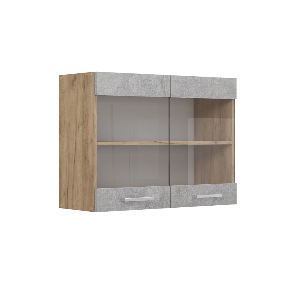 Vicco Mobile da cucina in vetro Calcestruzzo 80 cm