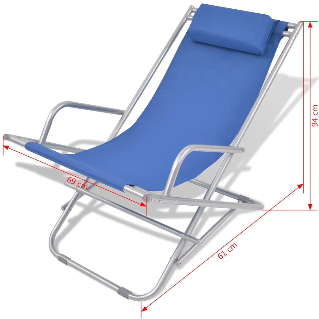 Sedie a Sdraio Reclinabili 2 pz in Acciaio Blu 42935