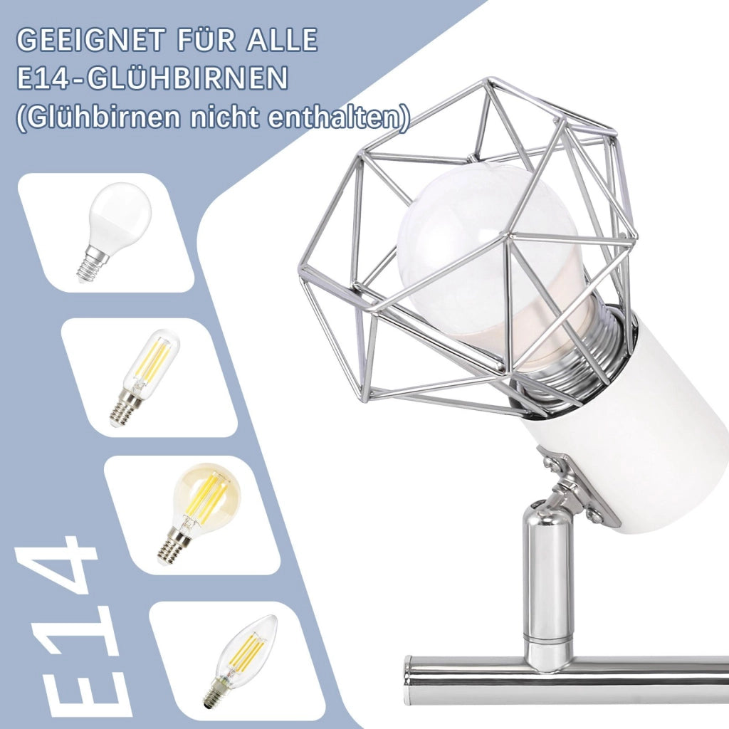 ZMH Faretto da soffitto bianchi 2 luci E14 metallo industriale orientabili 350° per uffici corridoi