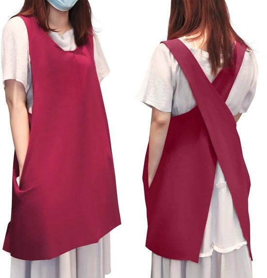 Scheren in stile giapponesi - Gonna in cotone minimalista - Ideale per cucinare e grigliare - Rosso bordeaux - Perfetto per il giardinaggio - Comodo...