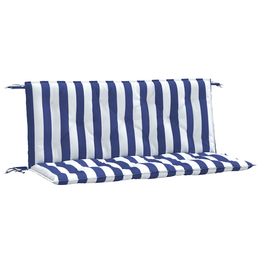 Cuscini Panca Giardino 2 pz-Set di 2 Cuscini per panchina da esterno Righe Bianche Blu 120x50x7cm Tessuto