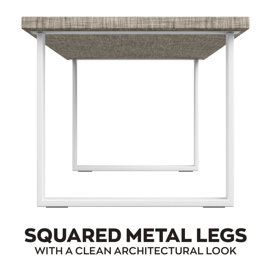 Tavolo da pranzo in legno e metallo con piedi squared bianchi 160x90 cm Grigio Testurizzato