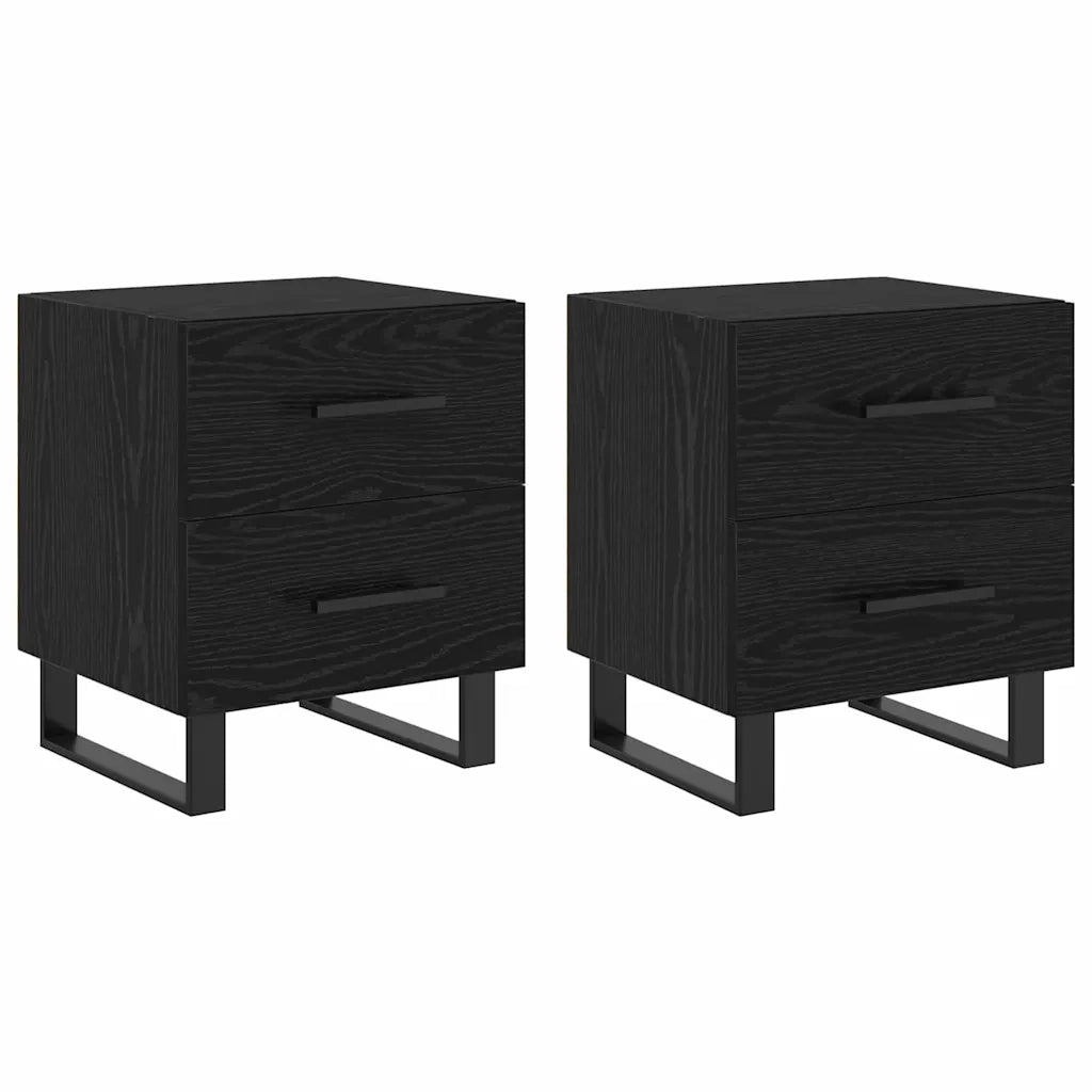 Armadio da Notte 2 pcs Rovere Nero 40 x 35 x 47,5 cm 882063