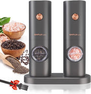 Set di Pezzettatori Elettrici a Batteria da 2 Pezzi - Rotor Ceramico Regolabile e Comando a Simple Touch - Grigio