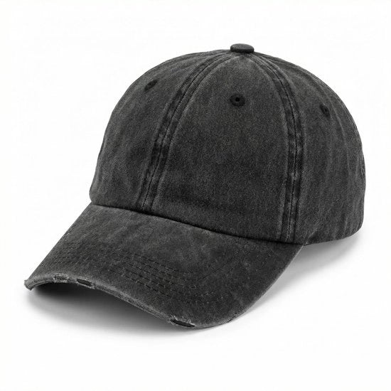 Cappello da baseball in look lavato - Cappuccio regolabile - 6 pannelli di 100% cotone - Unisex - Bordo pieghevole - Cinturino per sudore per comfort