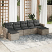 vidaXL Set Divani da Giardino 7pz con Cuscini Grigio Chiaro Polyrattan