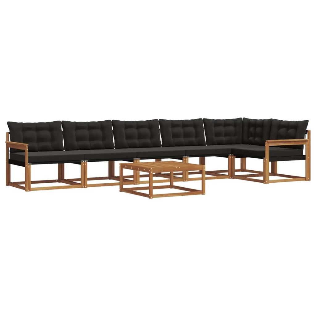 Set di divani da esterno con cuscino 7 pcs Naturale e Nero 3369523