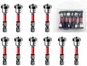Set di bit per scheggia a testa piatta con anello magnetico per fissaggio di viti in piastrelle di gesso, soffitti e lavori in legno - 10 pezzi, 50 mm