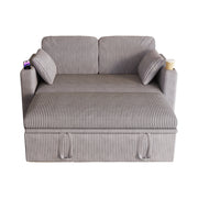Poltrona letto 3 in 1 - con schienale regolabile; USB e portabicchieri - in corduroy grigio