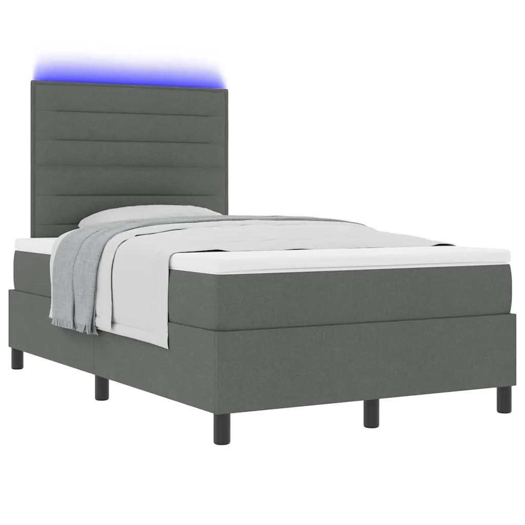 Letto a molle con materasso Grigio scuro 120 x 200 cm Tessuto