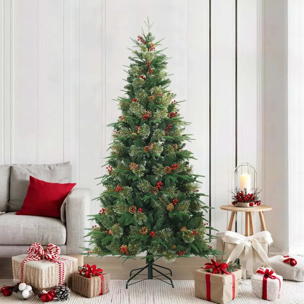 Albero di Natale | Decorazioni natalizie Artificiale con Rami Pieghevoli Verde 210 cm