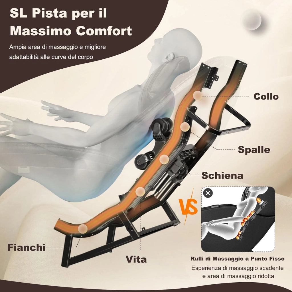 Poltrona Massaggiante Elettrica Shiatsu 8 Modalità, Poltrona Reclinabile con Riscaldatore Schienale, Rilevamento Automatico Spalle, Controllo Remoto, Ruote e Cuscino (Nero)