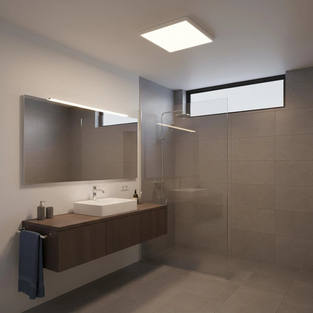Plafoniera quadrata sottile design moderno LED 45W CCT IP40 lampada slim soffitto luce bagno cucina ufficio 45cm