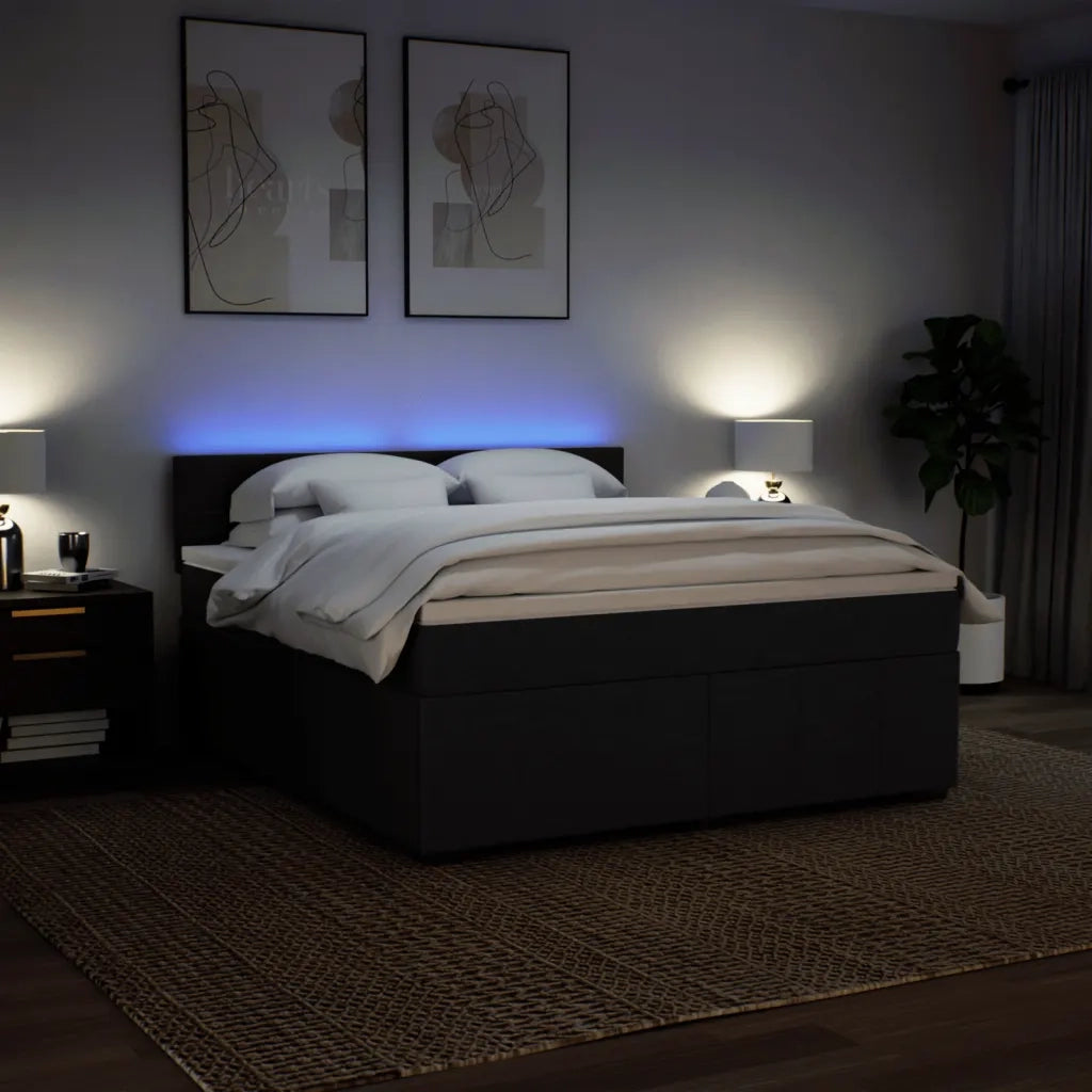 Giroletto a Molle con Materasso Nero 180x200 cm in Tessuto